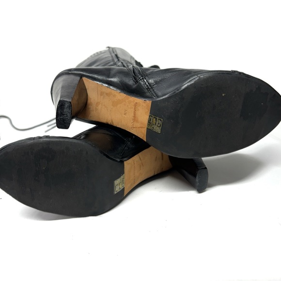 Women’s Max Studio Black Leather Suede Knee High String-Up Boot Heeled Size 11 - Picture 7 of 7